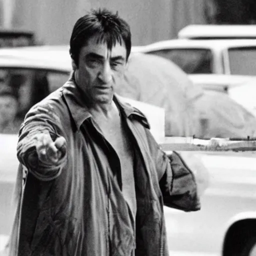 Image similar to Robert DeNiro as taxi driver violent scene