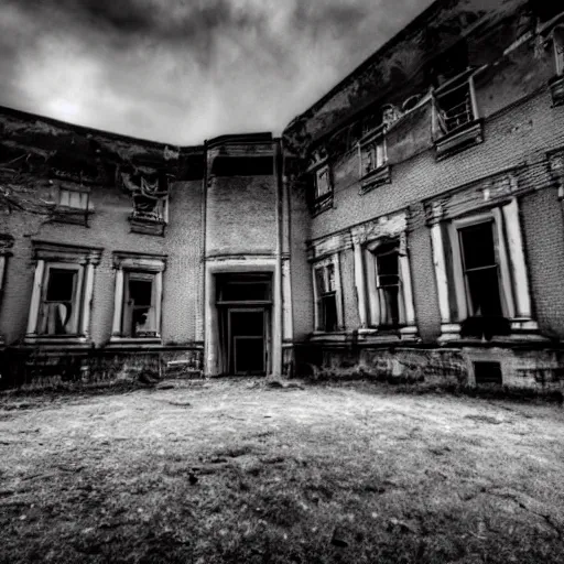 Prompt: a haunted asylum, cctv, found footage