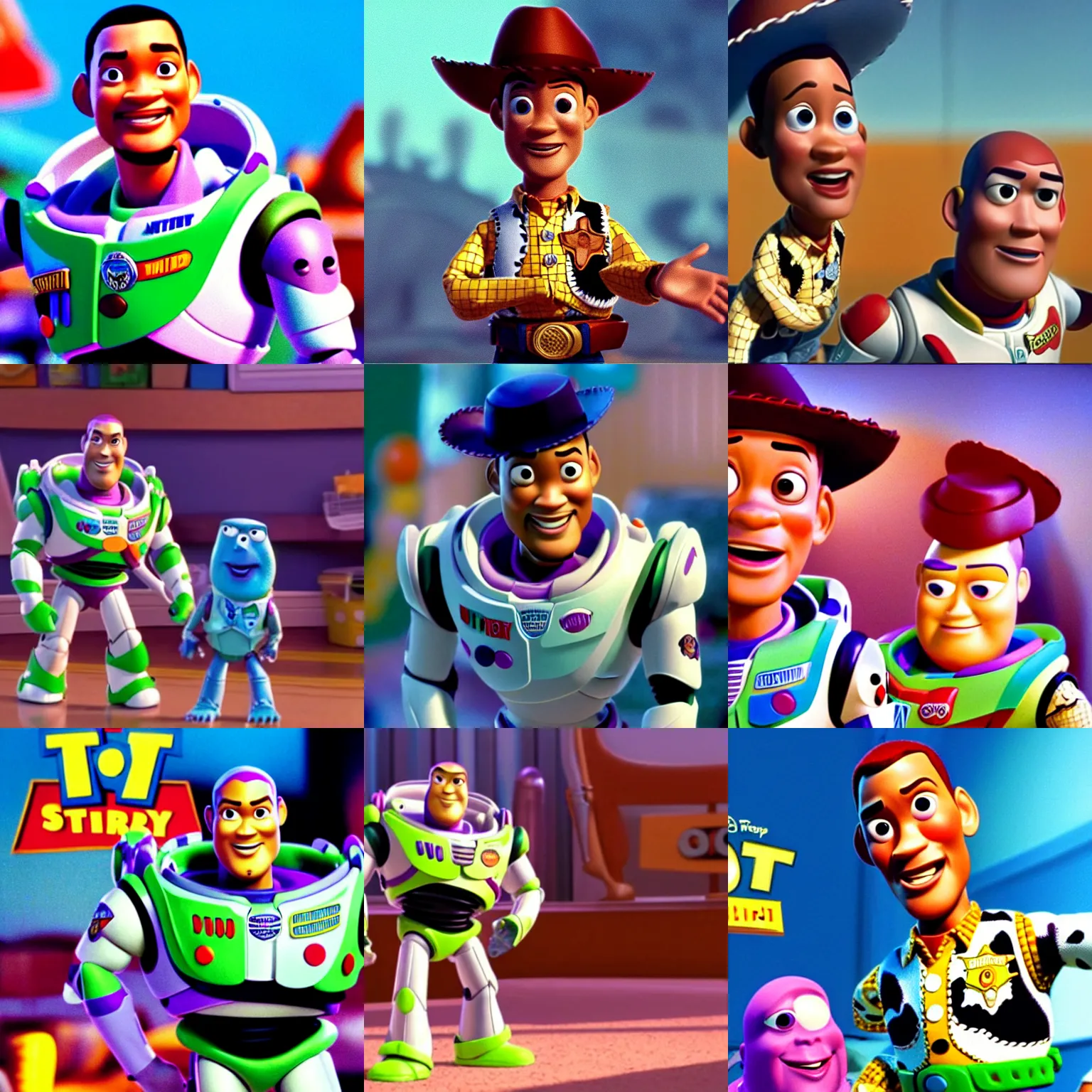 Prompt: cinematic still of Will Smith in Pixar's Toy Story (1995)