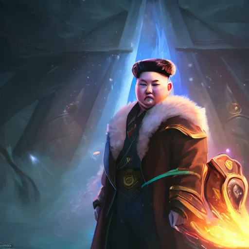 Prompt: portrait of kim - jong un as a spellcaster and mage, league of legends amazing splashscreen artwork, splash art, natural light, elegant, photorealistic facial features, intricate, fantasy, detailed face, atmospheric lighting, anamorphic lens flare, cinematic lighting, league of legends splash art, hd wallpaper, ultra high details by greg rutkowski