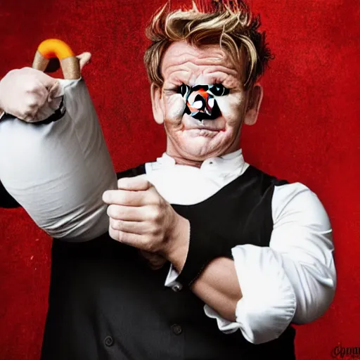 Prompt: portrait photoshoot of Gordon Ramsay clown