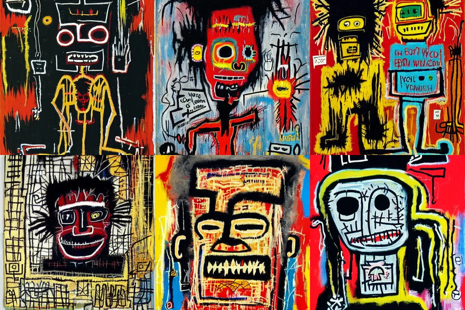 Image similar to evil voodoo doll, black magic and witchraft paintings by jean-michel basquiat