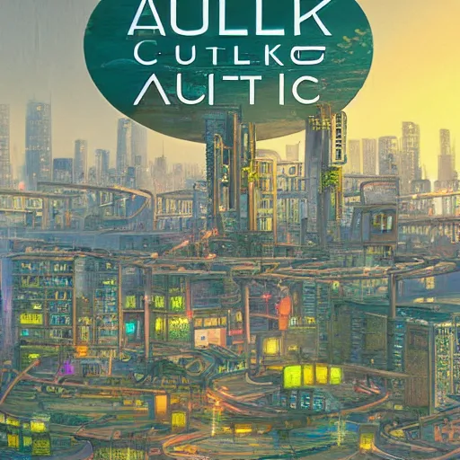 Prompt: a solarpunk city, book cover art - n 9