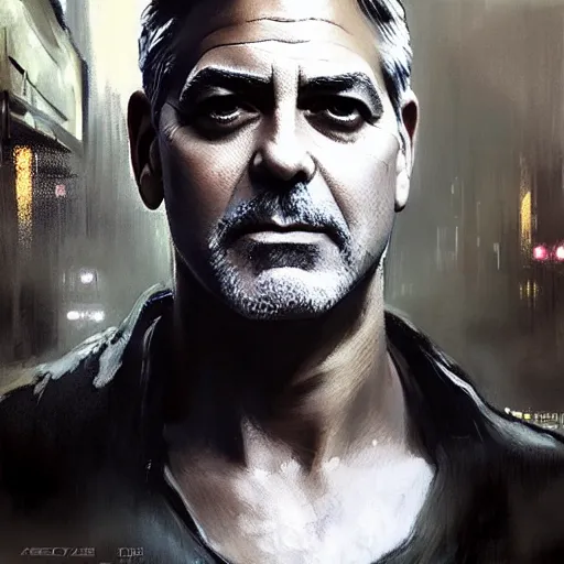 Prompt: george clooney, hyperrealistic portrait, bladerunner street, art of elysium by jeremy mann and alphonse mucha, fantasy art, photo realistic, dynamic lighting, artstation, poster, volumetric lighting, very detailed face, 4 k, award winning