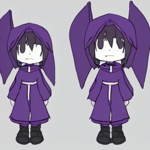 Image similar to cute little boy wearing an skull mask and dressed in an nun outfit, purple color palette, inspired in made in abyss and hirohiko araki, ray tracing, featured in pixiv