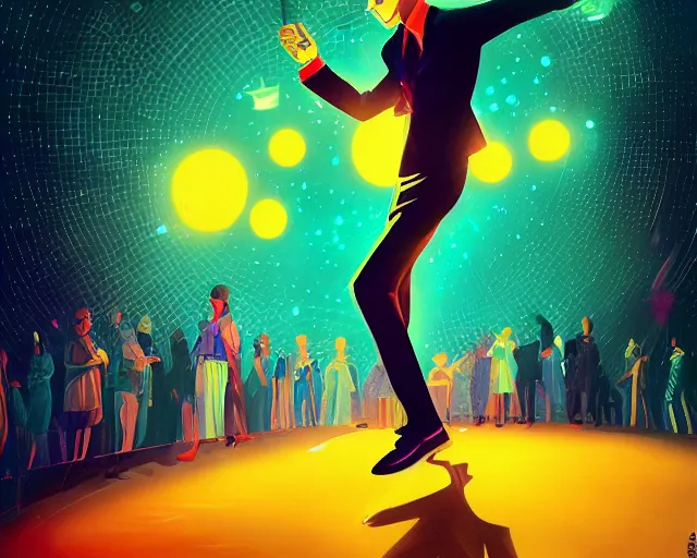 Image similar to a grime tale of the night fever, disco club of the occult, digital painting, artstation, ristan eaton, victo ngai, artgerm, rhads, ross draws, anime styled