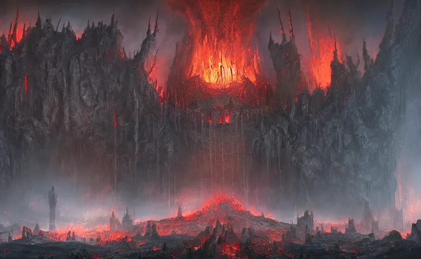 Prompt: a detailed matte painting of 9 th circle of hell, in the style of doom eternal and dark souls, unreal engine, trending on cgsociety, highly detailed, digital painting, concept art, 4 k wallpaper