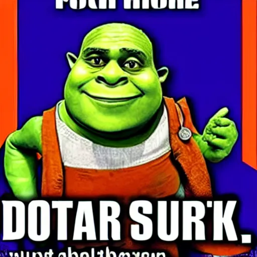 Prompt: Doctor Shrek gives you Medicine for your flu in the 80s