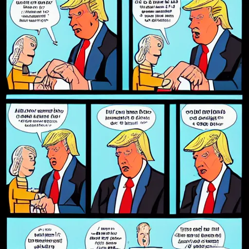 Image similar to donald trump in a comic by chris ware