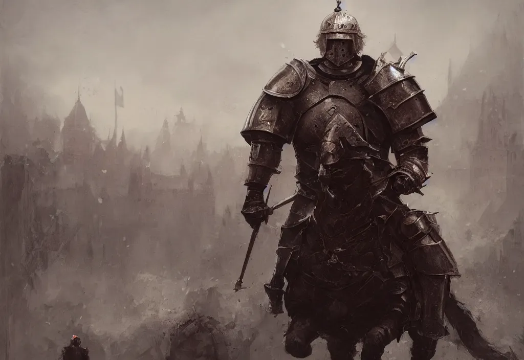 Image similar to boris johnson as a medieval knight, artstation, jakub rozalski, high detail, dramatic lighting