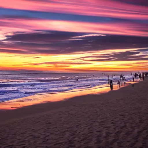 Prompt: santa monica beach at sunset