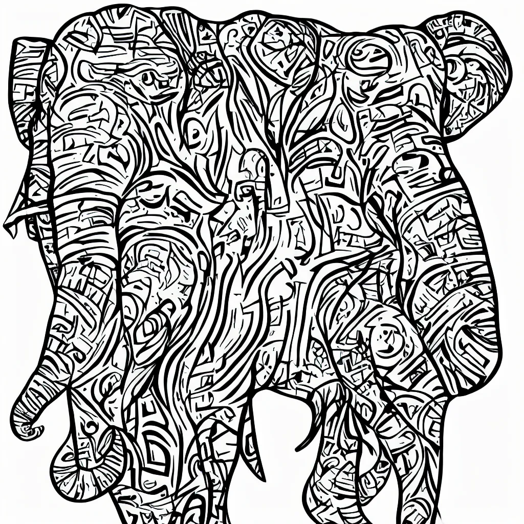 Image similar to cubist style vector elephant art with white backdrop