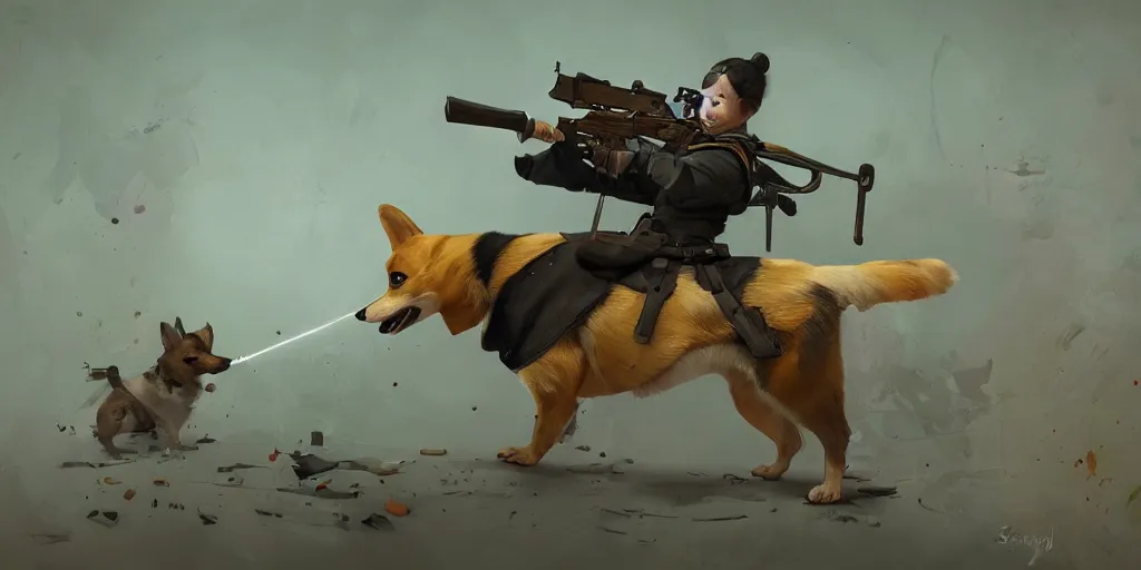 Prompt: beautiful painting of a corgi assassin preparing for battle, by Sergey Kolesov and James Gurney. trending on Artstation, 8k, masterpiece, graffiti paint, dishonored, fine detail, full of color, intricate detail, golden ratio illustration