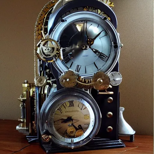 Image similar to dream a steampunk time machine in the midage