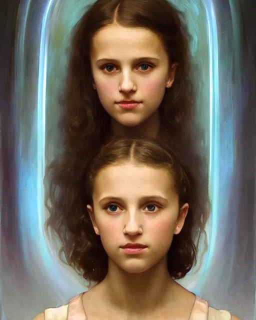 a painting of alicia vikander or millie bobby brown in, Stable Diffusion