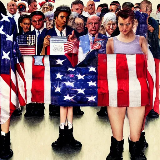 Image similar to nostalgia for 9/11, 4k, award-winning, dark, ultra HD, patriotic, america. in the style of norman rockwell