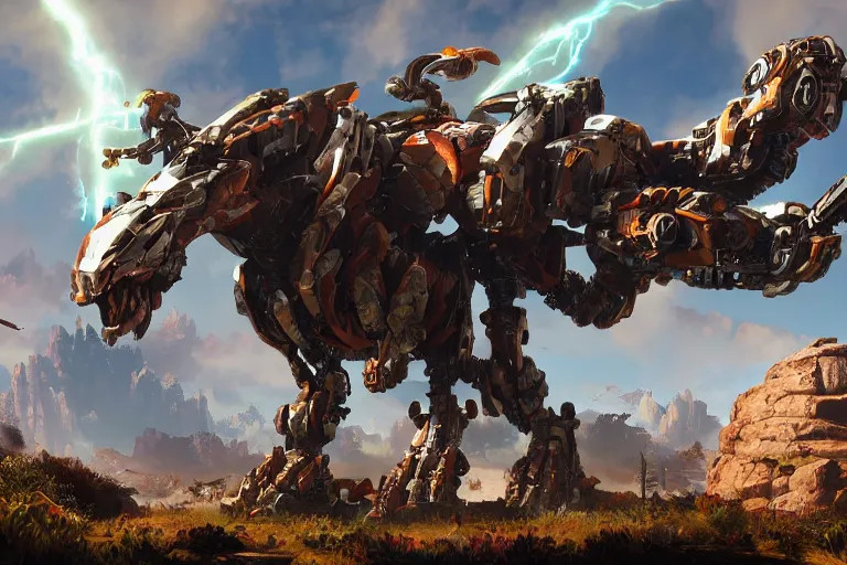 Image similar to glinthawk machine mecha animal beast robot of horizon forbidden west horizon zero dawn bioluminiscence global illumination ray tracing hdr fanart arstation by sung choi and eric pfeiffer and gabriel garza and casper konefal