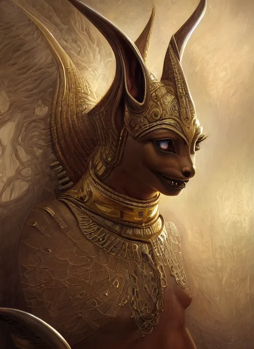 Image similar to anubis, gold, shamanic poste, elegant, highly detailed, centered, digital painting, artstation, concept art, smooth, sharp focus, illustration, artgerm, tomasz alen kopera, peter mohrbacher, donato giancola, joseph christian leyendecker, wlop, frank frazetta