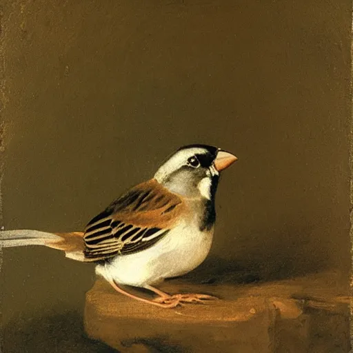 Image similar to a sparrow, by Diego Velazquez and Francisco de Goya, oil on canvas