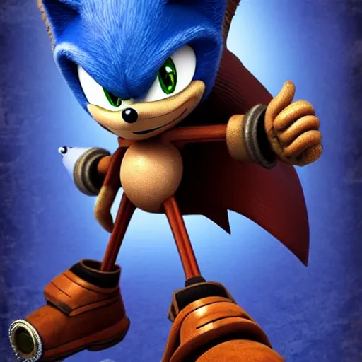 Image similar to steampunk sonic the hedgehog, 8 k, high detail