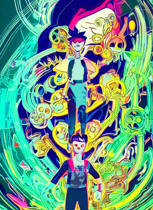 Image similar to portrait of danny phantom, an ultrafine detailed illustration by james jean, intricate linework, bright colors, final fantasy, behance contest winner, vanitas, angular, altermodern, unreal engine 5 highly rendered, global illumination, radiant light, detailed and intricate environment