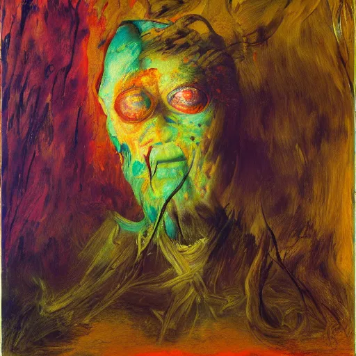 Image similar to high quality high detail expressionist painting zdzislaw beksinski by lucian freud and jenny saville and francis bacon and francisco goya and edvard munch, hd, anxiety, turquoise and purple and orange and pink