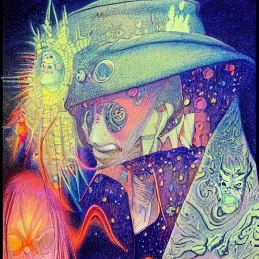 Image similar to original jean giraud art painting, pastel goth aesthetic, creepy kawaii, psychedelic, matte painting, amano yoshitaka