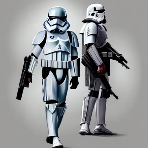 Image similar to an extremely long shot of an imperial stormtrooper walking concept art by Doug Chiang cinematic, realistic painting, high definition, very detailed, extremely high detail, photo realistic, symmetrical, concept art, the Mandalorian concept art style