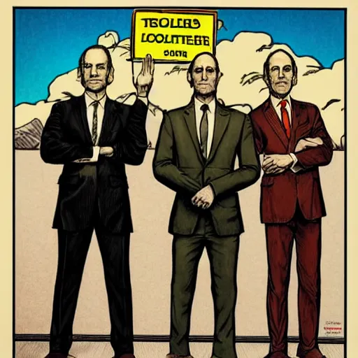 Image similar to The Artwork of R. Crumb and his Cheap Suit Saul-Goodman-Better-Call-Saul, pencil and colored marker artwork, trailer-trash lifestyle