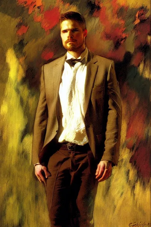 Image similar to stephen amell, painting by gaston bussiere, craig mullins, j. c. leyendecker, edgar degas