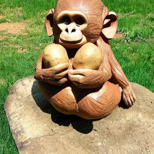 Prompt: potato carved as a monkey