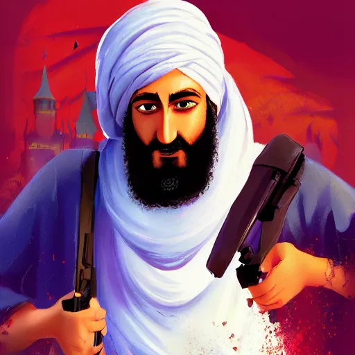 Prompt: Osama Bin Laden appears in new Disney movie, digital painting, 4k, anime key visual, artstation, kuvshinov ilya