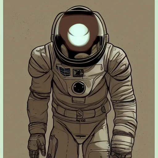 Image similar to concept art, digital art, manga drawing, astronaut, sci fi, illustration, idealized proportions, in the style of darren bartley, mike mignola, trending on artstation