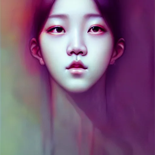 Image similar to jisoo of blackpink, hyperrealistic portrait, fractals, by karol bak and agnes cecile, fantasy art, photo realistic, dynamic lighting, artstation, poster, volumetric lighting, very detailed face, 8 k, award winning