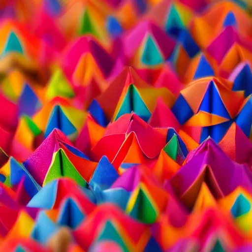 Image similar to human face in origami, colorful macro photo 5 dmk 2, bokeh