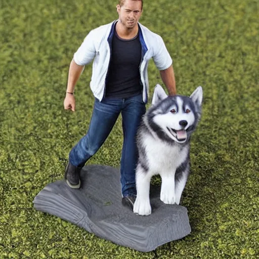 Image similar to Fine Image on the store website, eBay, Full body, 80mm resin detailed miniature of Paul Walker with a husky