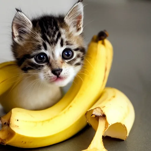 Image similar to kitten in a banana peel