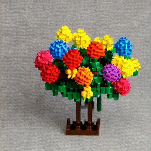 Prompt: flowers made out of lego, by rembrandt