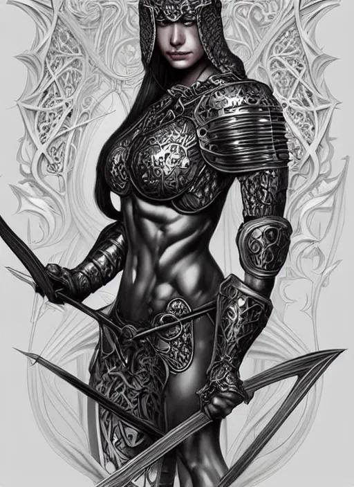 Prompt: Muscular and powerful medieval knight portrait, art nouveau, fantasy, intricate flower designs, elegant, highly detailed, sharp focus, art by Artgerm