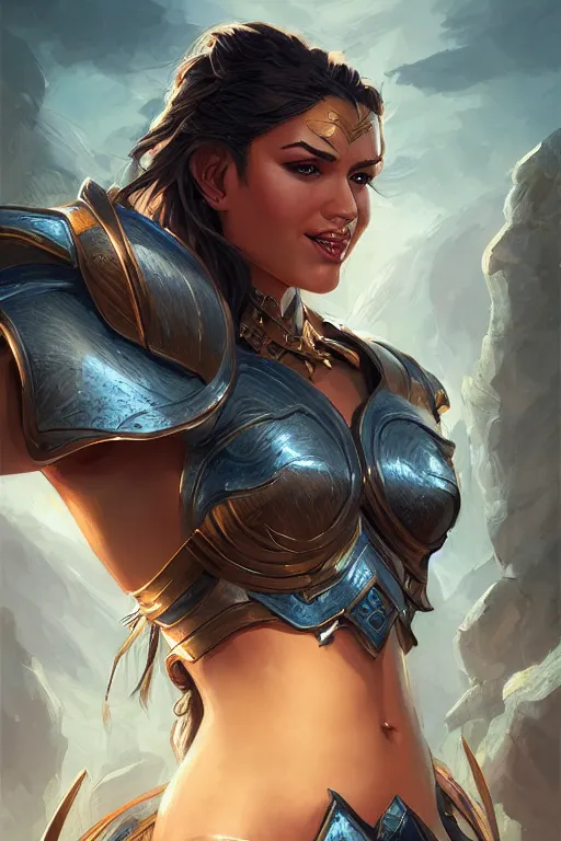 Image similar to amazon valkyrie athena, d & d, fantasy, portrait, highly detailed, headshot, digital painting, trending on artstation, concept art, sharp focus, illustration, art by artgerm and greg rutkowski and magali villeneuve