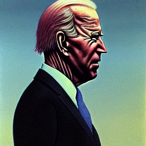Image similar to Joe Biden looking sinister, by Zdzisław Beksiński, highly detailed