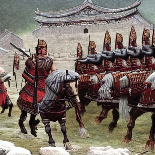 Prompt: roman army in china