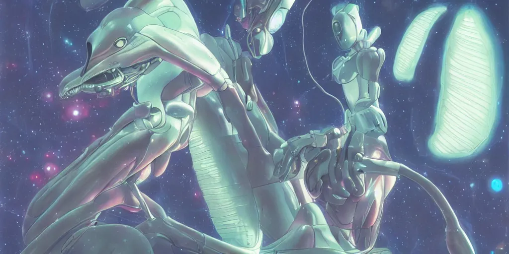 Image similar to hologram of a alien creature, art by makoto shinkai and alan bean, yukito kishiro