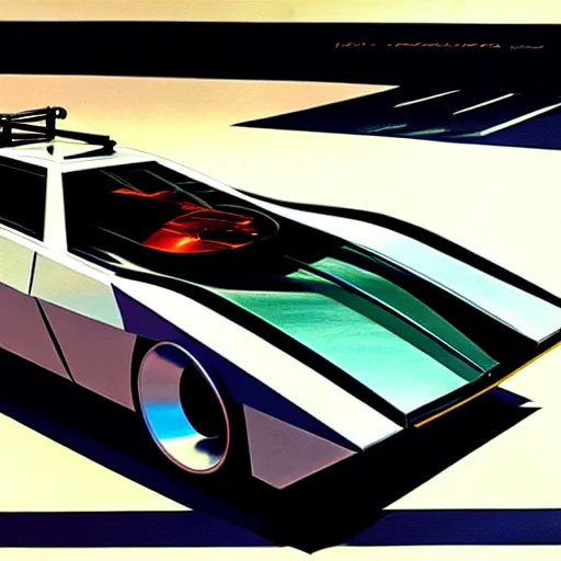 Prompt: concept art for a car with saw blades on the sides, illustrated by syd mead, high quality