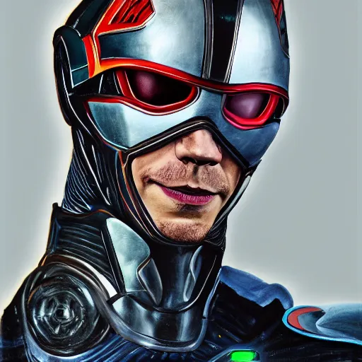 Prompt: realistic Portrait painting of Tom Hiddleston as Cyborg Power Ranger, made by Michaelangelo, physical painting, Sharp focus,digital art, bright colors,fine art, trending on Artstation, unreal engine.