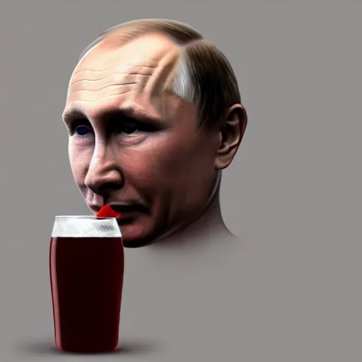 Image similar to portrait of putin drinking a coke digital concept art