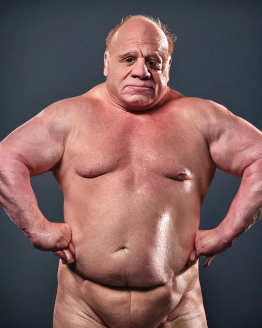 Image similar to portrait of danny devito as brock lesnar. photographic, photography