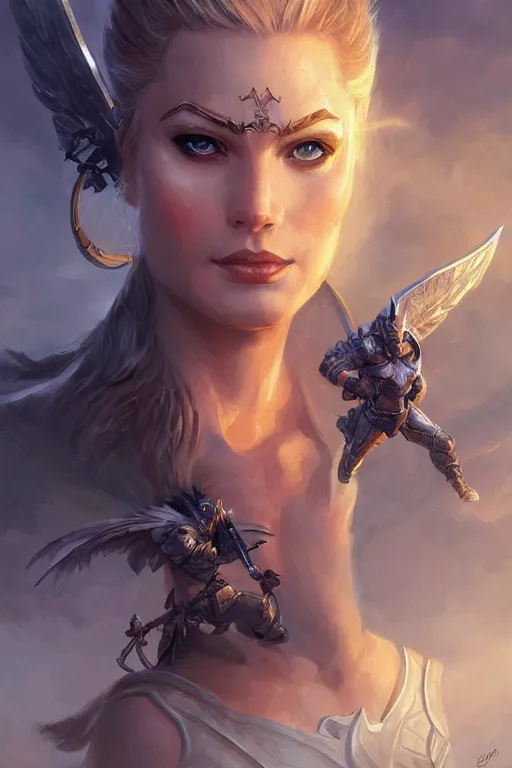 Image similar to amazon valkyrie athena, d & d, fantasy, portrait, highly detailed, headshot, digital painting, trending on artstation, concept art, sharp focus, illustration, art by artgerm and greg rutkowski and magali villeneuve