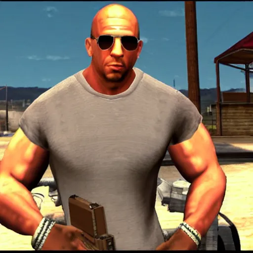 Image similar to vin diesel, in gta san andreas, screenshot