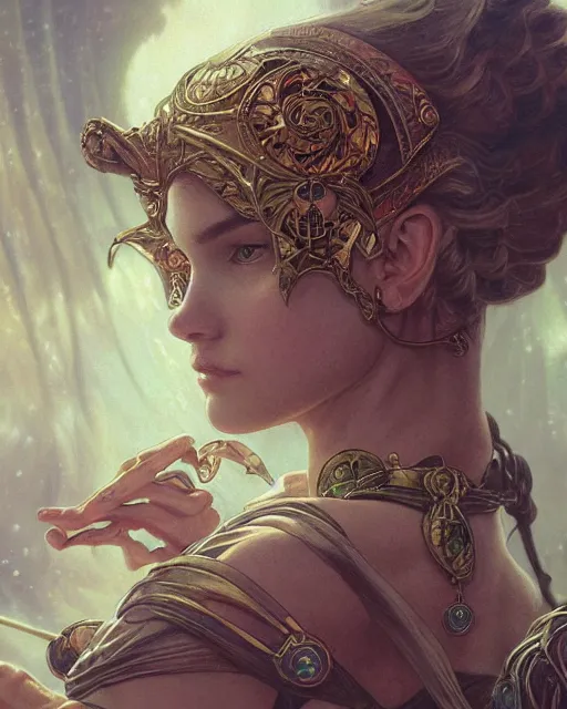 Prompt: close up shot of an amulet, d & d, fantasy, intricate, elegant, highly detailed, digital painting, artstation, concept art, smooth, sharp focus, illustration, art by artgerm and greg rutkowski and alphonse mucha